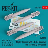  ResKit  1/48 Mk.82 bomb with Mk.15 Snakeye fins thermally protected (4pcs)(F-4, F-8, F-14 F-18, A-1, A-4, A-6, A-7, AV-8B) RS48-0345