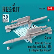 AGM-88 'Harm' missiles with LAU-118 & adapter for Mikoyan MiG-29 (2 pcs) (1/48) OUT OF STOCK IN US, HIGHER PRICED SOURCED IN EUROPE #RS48-0391