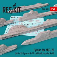 ResKit  1/48 Pylons for Mikoyan MiG-29 (APU-470 2 pcs for R-27 & APU-60 2 pcs for R-60) RS48-0403