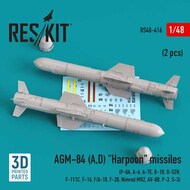 AGM-84 (A,D) Harpoon missiles (2 pcs) (P-8A, A-6, Vought A-7E, B-1B, B-52H, F-111C, F-16, F/A-18, F-20, Nimrod MR2, AV-8B, P-3, S-3) 3D printed #RS48-0416