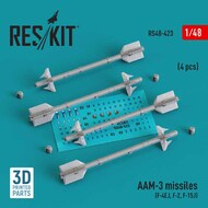 AAM-3 missiles (4 pcs) (F-4EJ, F-2, F-15J) (3D-Printed) #RS48-0423