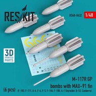  ResKit  1/48 M-117R GP bombs with MAU-91 fin (6 pcs) (F-105,F-111, A-4 ,F-4, F-5, F-104, F-100, A-1 Skyraider, B-52, Canberra) (3D Printing) OUT OF STOCK IN US, HIGHER PRICED SOURCED IN EUROPE RS48-0432