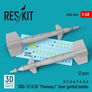 ResKit  1/48 GBU-12 (A,B) 'Paveway I' laser guided bombs (2 pcs) (A-7, A-4, F-4, A-6) 3D-printed RS48-0449
