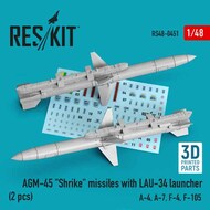 AGM-45 'Shrike' missiles with LAU-34 launcher (2 pcs) (A-4, A-7, F-4, F-105) 3D-printed #RS48-0451