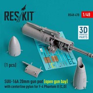 SUU-16A 20mm gun pod (open gun bay) with centerline pylon for F-4 Phantom II (C,D) (1 pcs) (3D-Printed) #RS48-0470