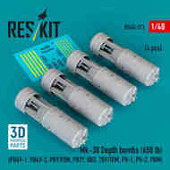 Mk-38 Depth bombs (650 lb) (4 pcs) (Consolidated PB4Y-1, PB4Y-2, PBY/PBN, PB2Y, SBD, TBF/TBM, PV-1, PV-2, PBM) (3D-Printed) #RS48-0572