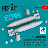  ResKit  1/48 BLU-27A/B 750lb napalm bombs finned (MXU-469/B) or unfinned (2pcs) (A-1, A-4, LTV A-7, A-26K, B-57, F-4, F-100, F-105 ) RS48-0580