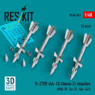 R-27ER (AA-10 Alamo-C) missiles (4 pcs) (Mikoyan MiG--29, Sukhoi Sukhoi Su-27, Yakovlev Yak-141) (3D-Printed) #RS48-0581