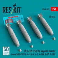 BLU-1B (750 lb) napalm bombs finned MXU-393/B (4 pcs) (A-1, Douglas A-4, A-7, A-26K, B-57, F-100) (3D-Printed) #RS48-0597