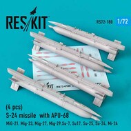  ResKit  1/72 S-24 missiles with APU-68 (4 pcs) Mikoyan (MiG-21, MiG-23, MiG-27, MiG-29, Sukhoi Su-7, Su-17, Su-25, Su-24, Mil Mi-24) OUT OF STOCK IN US, HIGHER PRICED SOURCED IN EUROPE RS72-0180