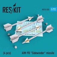  ResKit  1/72 AIM-9D 'Sidewinder' missile (4 PCS) A-4, A-6, A-7, F-4, F-8, F-100, F-104, F-105, Mirage III OUT OF STOCK IN US, HIGHER PRICED SOURCED IN EUROPE RS72-0233