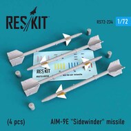  ResKit  1/72 AIM-9E 'Sidewinder' missile (4 PCS) A-4, A-6, A-7, F-4, F-8, F-100, F-104, F-105, Mirage III, OUT OF STOCK IN US, HIGHER PRICED SOURCED IN EUROPE RS72-0234
