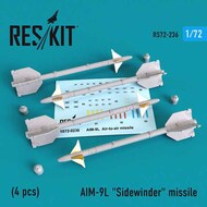  ResKit  1/72 AIM-9L 'Sidewinder' missile (4 PCS) F4, F-5, McDonnell F-15, F-16, F-18, F-22, F-111, Harrier, Tornado, Eurofighter, Hawk, Gripen OUT OF STOCK IN US, HIGHER PRICED SOURCED IN EUROPE RS72-0236