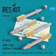  ResKit  1/72 AGM-114K Hellfire II missile (4 pcs) (AH-64, AH-1, UH-60, SH-60, Eurocopter Tiger, OH-58, RAH-66, MQ-1, MQ-9) OUT OF STOCK IN US, HIGHER PRICED SOURCED IN EUROPE RS72-0329
