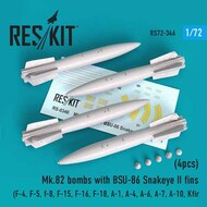  ResKit  1/72 Mk.82 bombs with BSU-86 Snakeye II fins (4pcs) (F-4, F-5, f-8, F-15, F-16, F-18, A-1, A-4, A-6, A-7, A-10, Kfir) OUT OF STOCK IN US, HIGHER PRICED SOURCED IN EUROPE RS72-0346