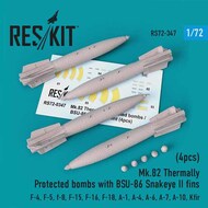 ResKit  1/72 Mk.82 Thermally Protected bombs with BSU-86 Snakeye II fins (4pcs) (F-4, F-5, f-8, F-15, F-16, F-18, A-1, A-4, A-6, A-7, A-10, Kfir) OUT OF STOCK IN US, HIGHER PRICED SOURCED IN EUROPE RS72-0347