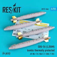  ResKit  1/72 GBU-54 (LJDAM) bombs thermally protected (4 pcs) (AV-8B Harrier, McDonnell-Douglas F/A-18A-F, Lockheed-Martin F-35B, F-35C) OUT OF STOCK IN US, HIGHER PRICED SOURCED IN EUROPE RS72-0366