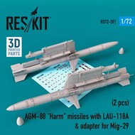  ResKit  1/72 AGM-88 'Harm' missiles with LAU-118 & adapter for Mikoyan MiG-29 (2 pcs) OUT OF STOCK IN US, HIGHER PRICED SOURCED IN EUROPE RS72-0391
