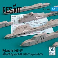  ResKit  1/72 Pylons for Mikoyan MiG-29 (APU-470 2 pcs for R-27 & APU-73 2 pcs for R-73) OUT OF STOCK IN US, HIGHER PRICED SOURCED IN EUROPE RS72-0402