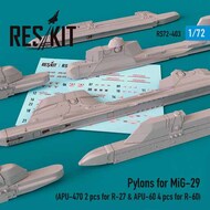  ResKit  1/72 Pylons for Mikoyan MiG-29 (APU-470 2 pcs for R-27 & APU-60 2 pcs for R-60) OUT OF STOCK IN US, HIGHER PRICED SOURCED IN EUROPE RS72-0403