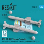  ResKit  1/72 AGM-84 (A,D) Harpoon missiles (2 pcs) (P-8A, A-6, Vought A-7E, B-1B, B-52H, F-111C, F-16, F/A-18, F-20, Nimrod MR2, AV-8B, P-3, S-3) 3D printed (1/72) OUT OF STOCK IN US, HIGHER PRICED SOURCED IN EUROPE RS72-0416
