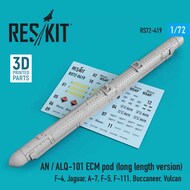  ResKit  1/72 AN / ALQ-101 ECM pod (long length version) ( McDonnell F-4, Jaguar, Vought A-7, F-5, General-Dynamics F-111, Buccaneer, Vulcan) (3D printing) OUT OF STOCK IN US, HIGHER PRICED SOURCED IN EUROPE RS72-0419