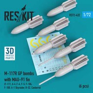  ResKit  1/72 M-117R GP bombs with MAU-91 fin (6 pcs) (F-105, F-111, A-4 ,F-4, F-5, F-104, F-100, A-1 Skyraider, B-52, Canberra) (3D Printing) OUT OF STOCK IN US, HIGHER PRICED SOURCED IN EUROPE RS72-0432