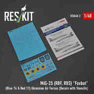 Mikoyan MiG-25RBF, RBS 'Foxbat' (Blue 74 & Red 17) Ukrainian Air Forces (Decals with Stencils) #RSB48-0002