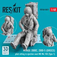  ResKit  1/48 Dassault-Mirage 2000C 2000-5 (GREECE) pilot sitting in ejection seat MB Mk.10Q (Type 1) 3D-printed RSF48-0021