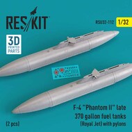  ResKit  1/32 McDonnell F-4 Phantom II late 370 gallon fuel tanks (Royal Jet) with pylons (2 pcs) (F-4C, F-4D, F-4E, F-4G) (2 pcs) RSU32-0112