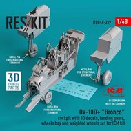  ResKit  1/48 North-American/Rockwell OV-10D+ 'Bronco' Cockpit with 3D decals, landing gears, wheels bay and weighted wheels set RSU48-0329