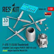 Republic P-47D 11/25/30 Thunderbolt propeller (3 pcs), engine (P&W R-2800-59 & 63) closed engine hood) #RSU48-0491