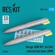 Dassault-Mirage 2000 RPL 541/542 external fuel tanks 2000lt (2 pcs) 3D-printed) OUT OF STOCK IN US, HIGHER PRICED SOURCED IN EUROPE #RSU72-0246