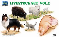 Livestock Set Vol.1: Sheep, Ram, Pigs w/Piglets, Dog, Cat #RIH35007