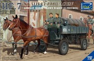German HF7 Horse Drawn Steel Field Wagon w/2 Horses & 2 Figures #RIH35043