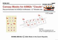 Canopy Frame Paint Mask (outside only) Mitsubishi A5M2b Claude RDM-003