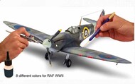 Model Color: WWII RAF Aircraft Acrylic Paint Set (8 Colors) 18ml Bottles RVL36201