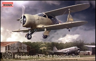  Roden  1/48 Beechcraft UC43 Staggerwing WWII USAAF Light Transport BiPlane ROD442