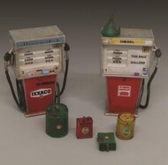 Modern Gas Pumps (2) w/Various Gas Cans (Resin) #RML901