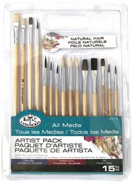 Assorted All Media Taklon Beginner Art & Craft Brushes 15pc Value Pack #RAL42