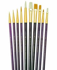 Assorted All Media Gold Taklon/Bristle Brushes 10pc Value Pack #RAL5027
