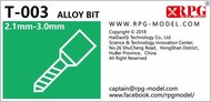 Alloy bit set 2.1mm-3.0mm metric #RPGT003
