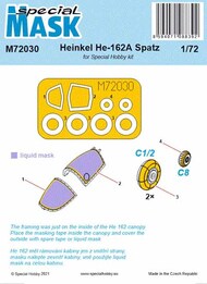  Special Hobby Kits  1/72 Heinkel He.162A Spatz canopy and wheels paint mask SHYM72030