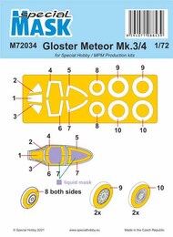  Special Hobby Kits  1/72 Gloster Meteor Mk.3/Mk.4 canopy and wheels paint mask SHYM72034