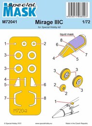  Special Hobby Kits  1/72 Dassault Mirage IIIC/IIICR wheels and canopy mask outside only SHYM72041