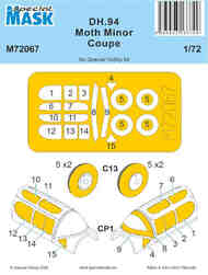 de Havilland DH.94 Moth Minor Coupe Pre-cut spray masks for masking the clear part and wheels #SHYM72067