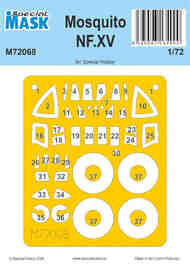  Special Hobby Kits  1/72 de Havilland NF Mk.XV Mosquito wheels and canopy frame paint mask SHYM72068