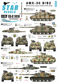  Star Decals  1/35 International AMX-30B and AMX-B2. Bosnia, Greece, Cyprus, Chile, Saudi. SRD35C1016