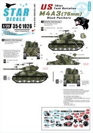 Star Decals  1/35 U.S. 761st Tank Battalion 'Black Panthers' - M4A3 (76) Sherman in NW Europe. SRD35C1026