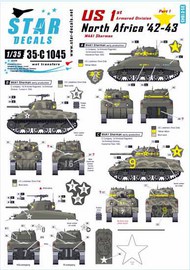  Star Decals  1/35 U.S. in North Africa # 1. 1st Armored Division M4A1 Sherman SRD35C1045